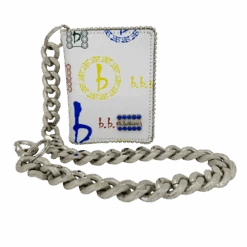 Chain Wallet- Large Bb Pattern White / Sapphire - B.B. Simon®