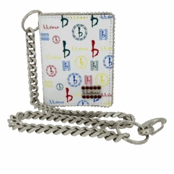 Chain Wallet- Small Bb Pattern White / Siam - B.B. Simon®