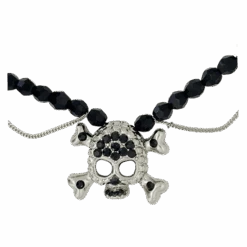 Skull N Crossbones Bead Necklace - Black/Jet - B.B. Simon® -B.B Simon IMG 0630 2S