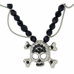 Skull N Crossbones Bead Necklace - Black/Jet - B.B. Simon®