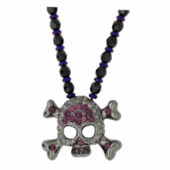 Skull N Crossbones Bead Necklace – Purple/Amethyst - B.B. Simon®