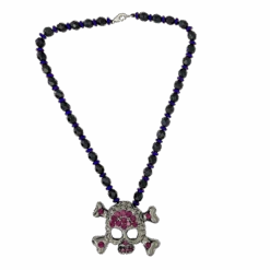 Skull N Crossbones Bead Necklace – Purple/Amethyst - B.B. Simon® -B.B Simon IMG 0645 2S