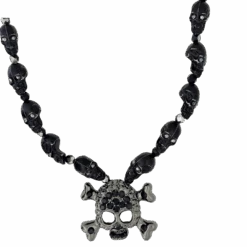 Skull N Crossbones Nightmare Necklace - Black/Jet - B.B. Simon® -B.B Simon IMG 0688 3S