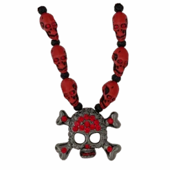 Skull N Crossbones Nightmare Necklace - Red/Red - B.B. Simon®