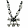 Skull N Crossbones Nightmare Necklace - White/Jet - B.B. Simon®
