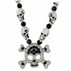 Skull N Crossbones Nightmare Necklace - White/Jet - B.B. Simon®