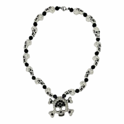 Skull N Crossbones Nightmare Necklace - White/Jet - B.B. Simon® -B.B Simon IMG 0715 2S