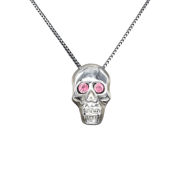 Single Skull Necklace - Light Rose - B.B. Simon® 1 Single Skull Necklace - Light Rose - B.B. Simon®