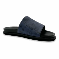 BB Pattern Leather Slides - Navy - B.B. Simon® -B.B Simon bb ss 23 footwear 14