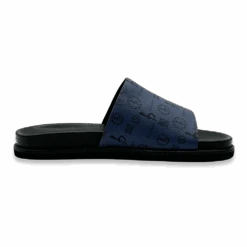 BB Pattern Leather Slides - Navy - B.B. Simon®
