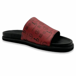 BB Pattern Leather Slides - Red - B.B. Simon® -B.B Simon bb ss 23 footwear 35