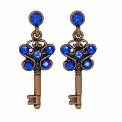 Key Earrings Copper Sapphire - B.B. Simon®