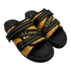 BB Pattern Strapped Slides - Butterscotch - B.B. Simon® -B.B Simon pixelcut 1 3
