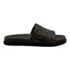 BB Pattern Leather Slides - Brown - B.B. Simon®