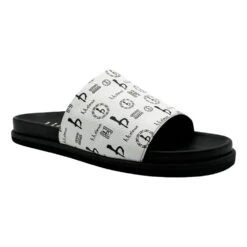 BB Pattern Leather Slides - White - B.B. Simon® -B.B Simon pixelcut 1 7