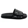 BB Pattern Velcro Leather Slides - Black - B.B. Simon®