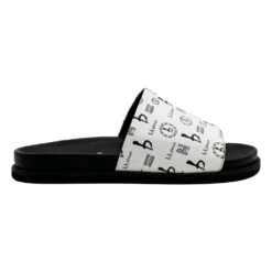 BB Pattern Leather Slides - White - B.B. Simon®