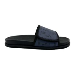 BB Pattern Velcro Leather Slides - Navy - B.B. Simon®
