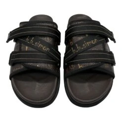 BB Pattern Strapped Slides - Brown - B.B. Simon® -B.B Simon pixelcut 25