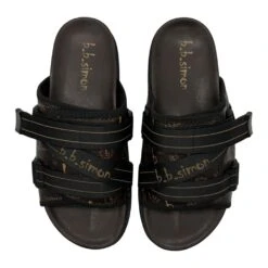 BB Pattern Strapped Slides - Brown - B.B. Simon® -B.B Simon pixelcut 26