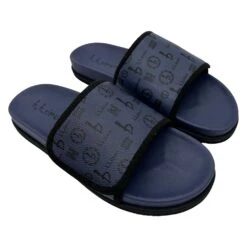 BB Pattern Velcro Leather Slides - Navy - B.B. Simon® -B.B Simon pixelcut 27 5