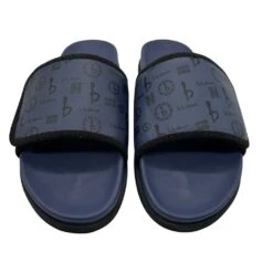 BB Pattern Velcro Leather Slides - Navy - B.B. Simon® -B.B Simon pixelcut 29 5