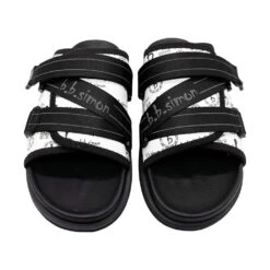 BB Pattern Strapped Slides - White - B.B. Simon® -B.B Simon pixelcut 33