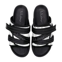 BB Pattern Strapped Slides - White - B.B. Simon® -B.B Simon pixelcut 34