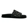 BB Pattern Leather Slides - Black - B.B. Simon®