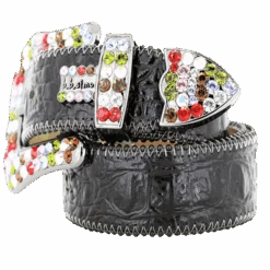 April BB Simon Colorful Crystal Leather Belt -B.B Simon products april 3000 J59 3A 1 1