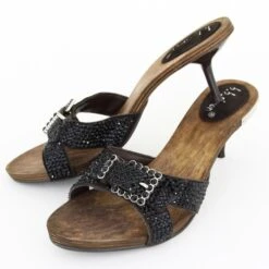 BB Simon Black Swarovski Crystal Rhinestone Pumps Heels Womens Shoes