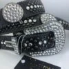 BBSIMON BELT WHIT SWAROVSKI CRYSTAL AND ITALIN LEATHER MADE IN USA
