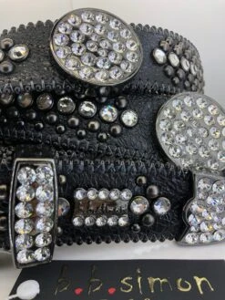BBSIMON BELT WHIT SWAROVSKI CRYSTAL AND ITALIN LEATHER MADE IN USA -B.B Simon products goly 2 GOLY 8 rotated 1