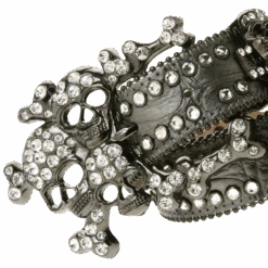 B.B Simon -B.B Simon products jacquotte black amp silver belt 3 1