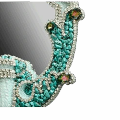 BB Simon Designer Crystal Turquoise Mirror -B.B Simon products m 208 bb simon clear turquoise jeweled mirror 3 2