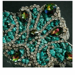 BB Simon Designer Crystal Turquoise Mirror -B.B Simon products m 208 bb simon clear turquoise jeweled mirror 5 2