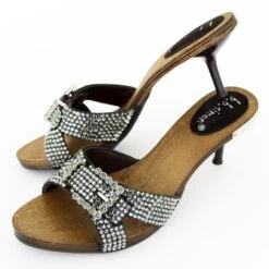 BB Simon Clear Swarovski Crystal Black Diamond Pumps Heels Women's Shoes