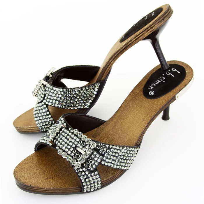 BB Simon Clear Swarovski Crystal Black Diamond Pumps Heels Women's Shoes 2 BB Simon Clear Swarovski Crystal Black Diamond Pumps Heels Women's Shoes - Image 2